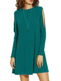 Pure Color Hollow Sleeves Basic Dress - WealFeel