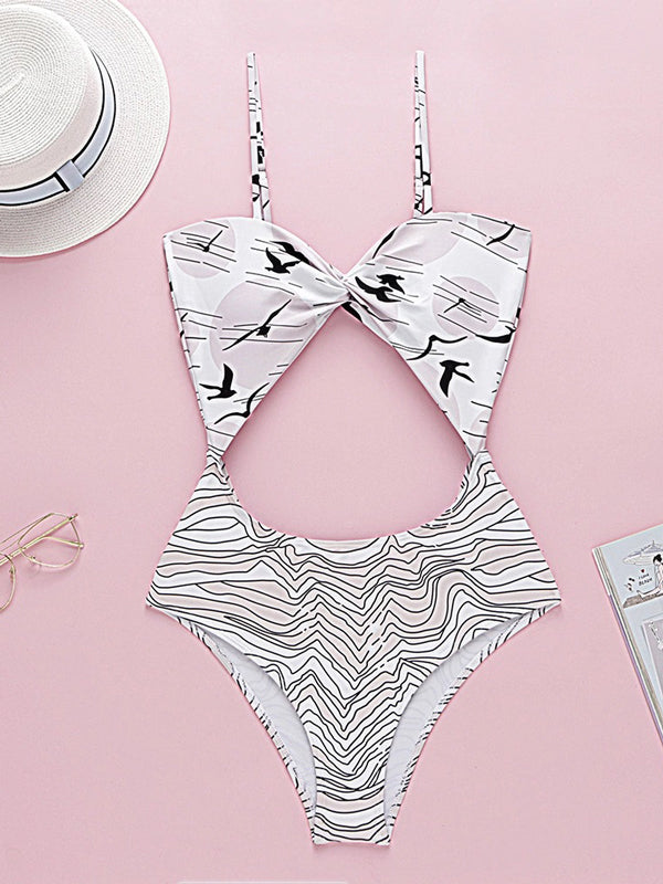 Seagull & Striped One-piece Bikini - WealFeel