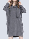 You Got Me Casual Loose Dress With Scarf - WealFeel