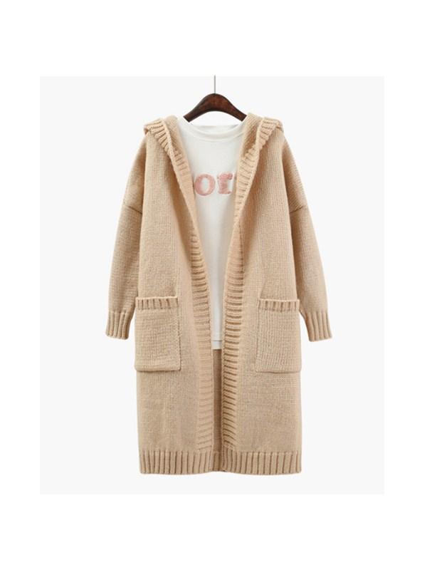 Pure And Simple Open Front Knitted Hoodie - WealFeel