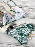Leaf Print lace-up Swimwear Sets - WealFeel