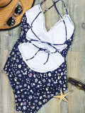 Floral Cross Back Beach One-piece Swimsuit - WealFeel