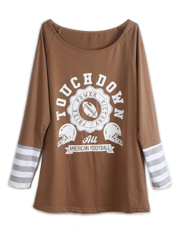 Letters Print Long Sleeve T-Shirt - WealFeel