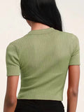 V-neck Color Short T-shirt Top - WealFeel