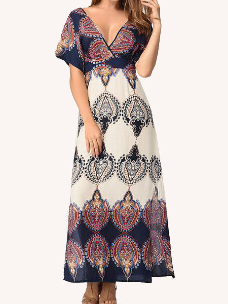Go With the Low Printed Maxi Dress - WealFeel