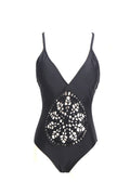 White/Black Hollow Front Circle One Piece Swimsuit - WealFeel