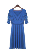 WealFeel  Solid color Deep V-neck Large Swing Dress - WealFeel