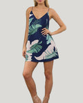 Holiday Leaf Print V-neck Mini Dress - WealFeel