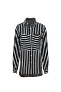 Black Or White Striped Long Sleeved Shirt - WealFeel