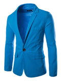 Men's Pure Color One Button Flap Pockets Suits - WealFeel