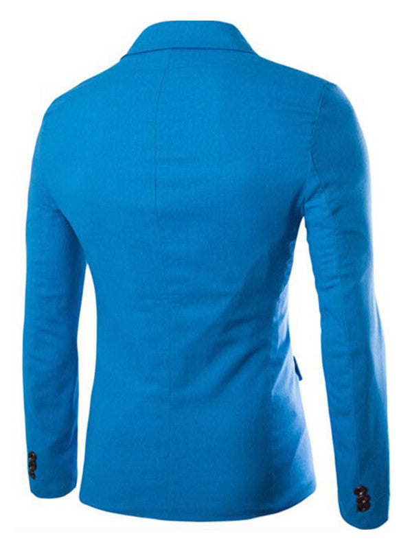 Men's Pure Color One Button Flap Pockets Suits - WealFeel