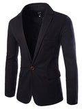 Men's Pure Color One Button Flap Pockets Suits - WealFeel