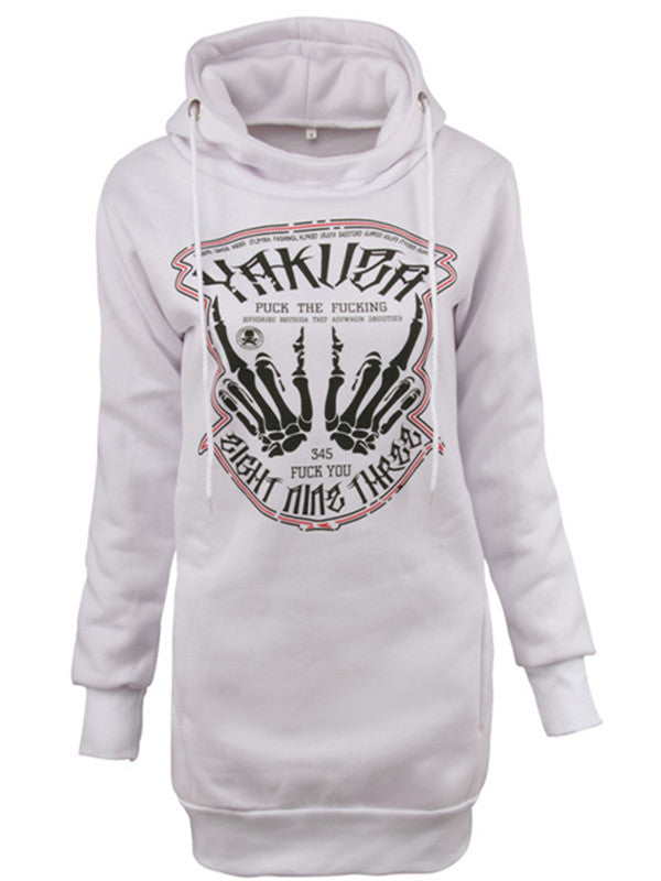 Unique Printed Long Hooded Sweatshirt - WealFeel