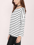 Women Long Sleeve Stripe Casual Top - WealFeel
