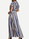 Women Stripe Front Slit Maxi Dress - WealFeel