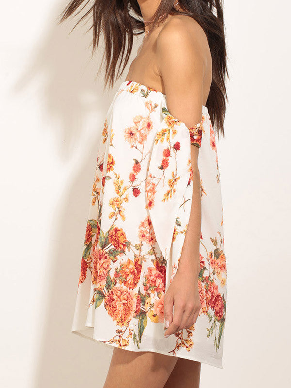 Women Off Shoulder Floral Mini Dress - WealFeel