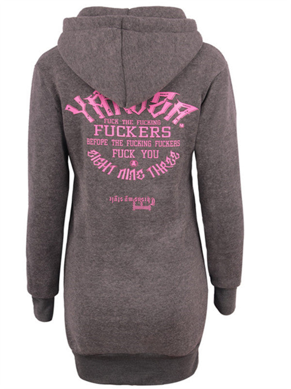 Unique Printed Long Hooded Sweatshirt - WealFeel