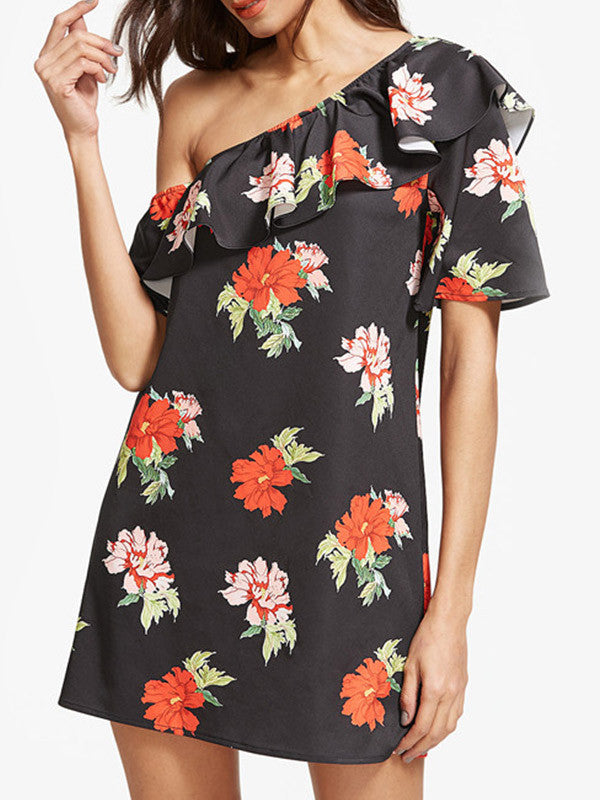 Body Talk One Shoulder Floral Dress - WealFeel