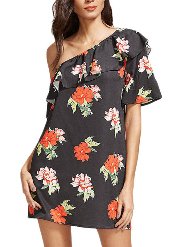 Body Talk One Shoulder Floral Dress - WealFeel