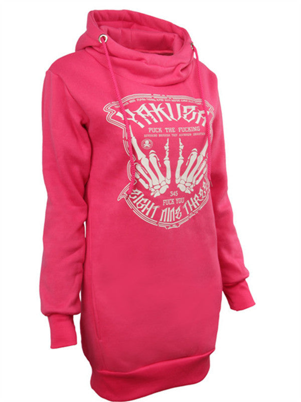 Unique Printed Long Hooded Sweatshirt - WealFeel