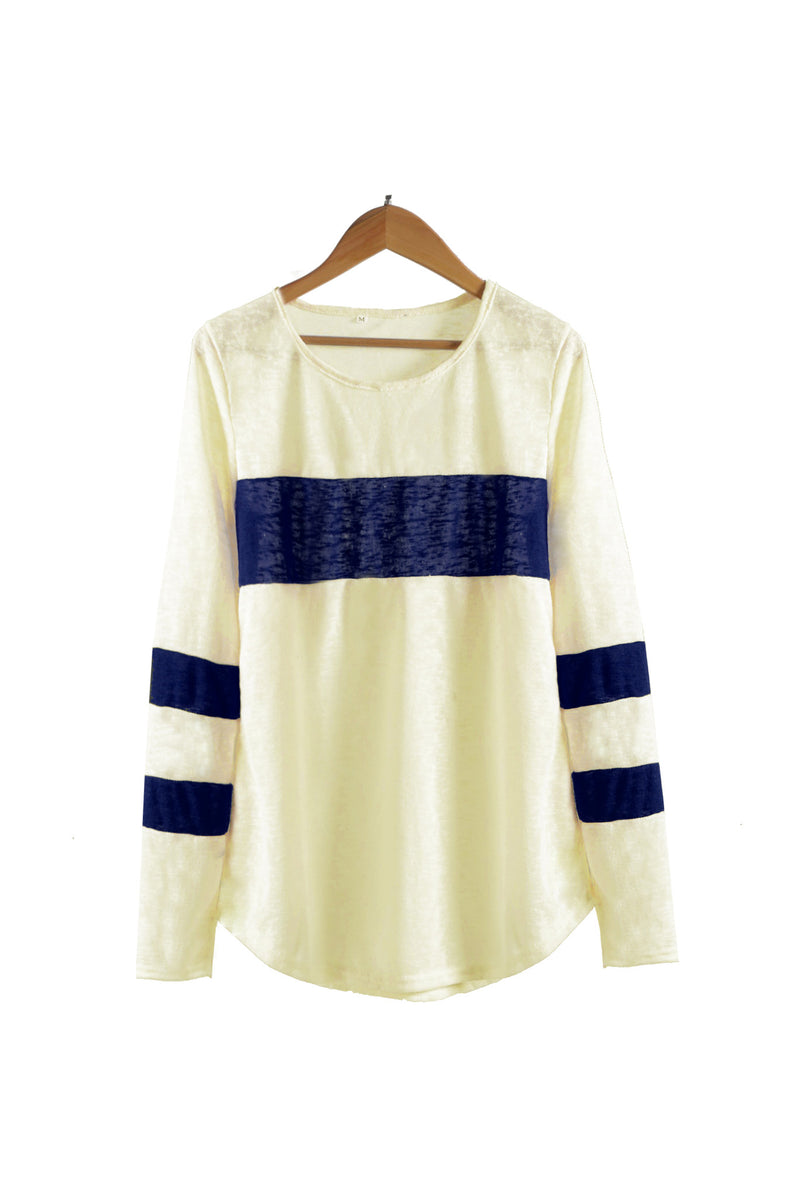 Striped Round Neck Relaxed Top - WealFeel