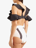 Ruffled Black & white High Waist Bikini - WealFeel