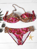 Off-the-shoulder Floral Print Bikini Sets - WealFeel