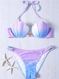 Bandeau Gradient Color Halter Bikini Set - WealFeel