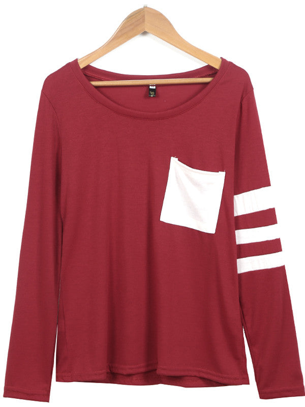 White Stitching Long-sleeved T-shirt - WealFeel