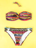 Geometric Print Bikini with Underwire Swimwear - WealFeel