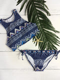 Geometric Painted High Neck Tankini Bikini Sets - WealFeel